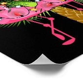 Tropical Flamingos Christmas Lights Hawaii Christm Poster (Ecke)