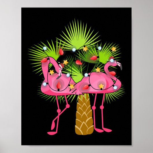 Tropical Flamingos Christmas Lights Hawaii Christm Poster (Vorne)