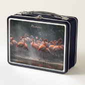 Tropical Flamingos custom name Metall Brotdose (Vorderseite)