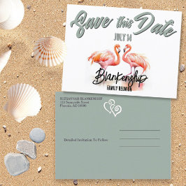 Tropical Flamingos Family Wiedersehen Save the Dat Ankündigungspostkarte