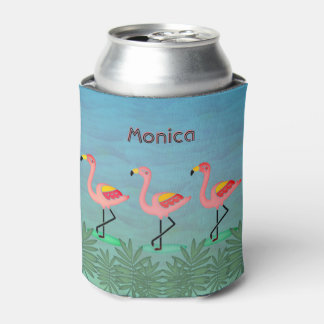Tropical Flamingos mit Ihrem Namen Dosenkühler