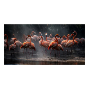 Tropical Flamingos Poster