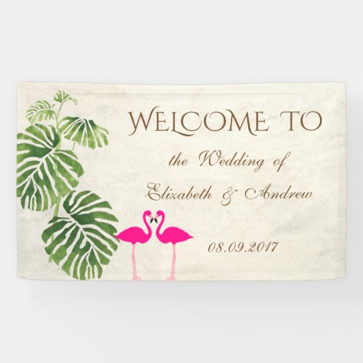 Tropical Flamingos Wedding Banner (Horizontal)