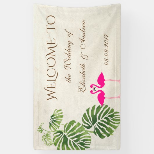 Tropical Flamingos Wedding Banner (Vertikal)