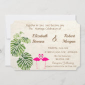 Tropical Flamingos Wedding Einladung (Vorderseite)