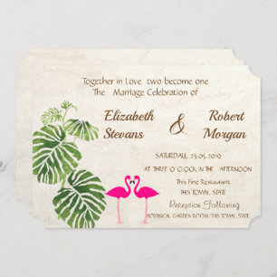 Tropical Flamingos Wedding Einladung