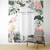 Tropical Flamingos Wedding Foto Stand Hintergrund Wandteppich (Beispiel)