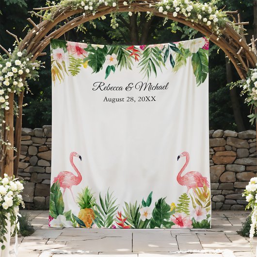 Tropical Flamingos Wedding Foto Stand Hintergrund Wandteppich