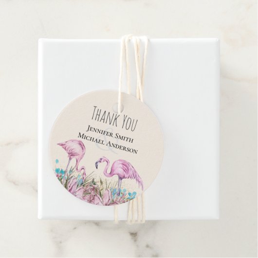 Tropical Flamingos Wedding Geschenkanhänger (Beispiel)