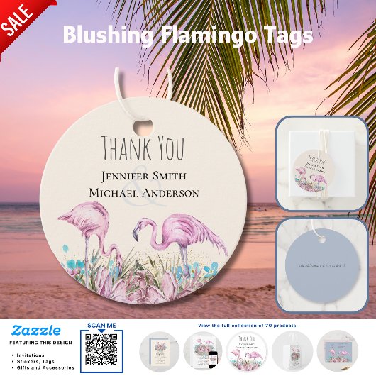 Tropical Flamingos Wedding Geschenkanhänger