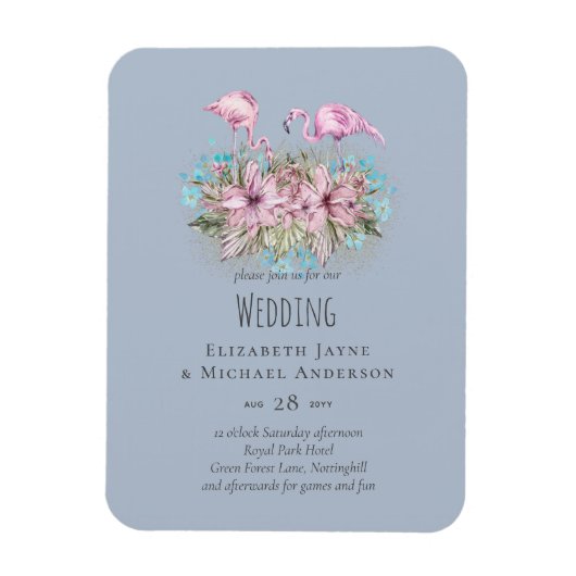 Tropical Flamingos Wedding Magnet (Vertikal)