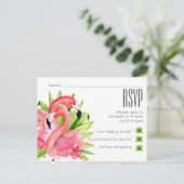 Tropical Flamingos Wedding RSVP Postcard Einladungspostkarte (Stehend Vorderseite)