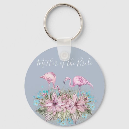 Tropical Flamingos Wedding Schlüsselanhänger (Vorderseite)