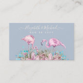 Tropical Flamingos Wedding Visitenkarte (Vorderseite)