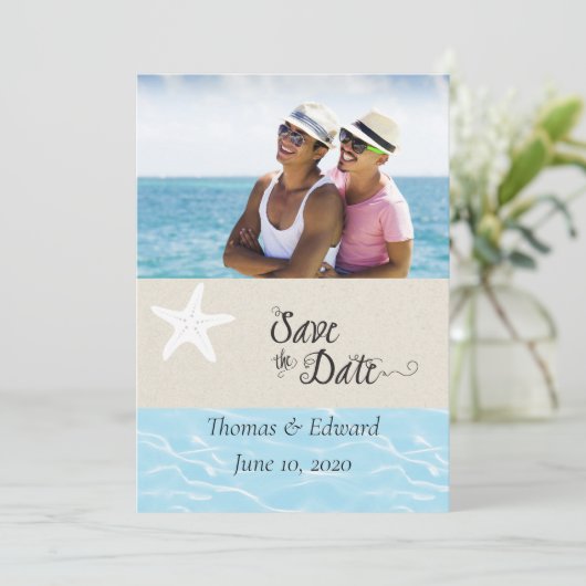 Tropical Flat Save the Date Card (Stehend Vorderseite)