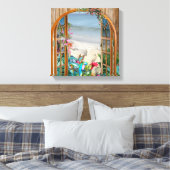 Tropical Flora Paradise Beach Landschaft Canvas Pr Leinwanddruck (Insitu (Schlafzimmer))