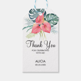 Tropical Flora Pink Anthurium & Monstera Vielen Da Geschenkanhänger