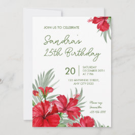 Tropical Floral 25th Birthday Invitation Einladung