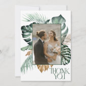 Tropical Floral 2 Foto Beach Wedding Dankeskarte (Vorderseite)