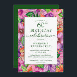Tropical Floral 60. Geburtstagsparty Einladung<br><div class="desc">Helle, elegante Tropenflora 60. Geburtstagsparty Einladungen mit modernen tropischen Aquarellfarben-Blume wie Jasmin, Hibiskus, Plumeria, Paradies, sowie tropische Blätter. Die Rückseite ist eine tropische Insel grün. Ideal für Ihre Luxus-Feier oder Ihr Luxus-luau. Das Jahr kann leicht geändert werden. Wenn Sie Hilfe oder passende Artikel benötigen, kontaktieren Sie uns bitte unter cedarandstring@gmail.com....</div>