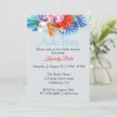 Tropical Floral Aloha Baby Dusche Einladung (Stehend Vorderseite)
