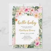 Tropical Floral Aloha Babydusche Einladung (Vorderseite)