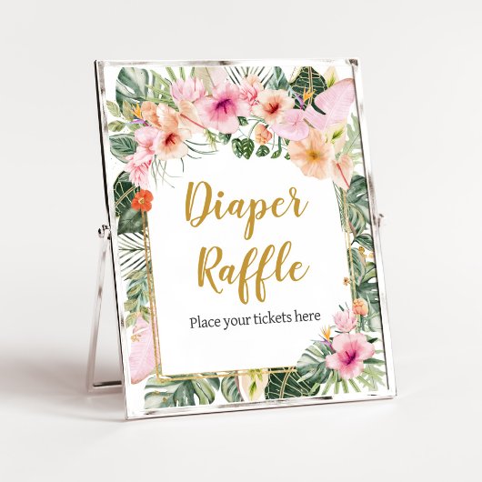 Tropical Floral Aloha Diaper Raffle Poster