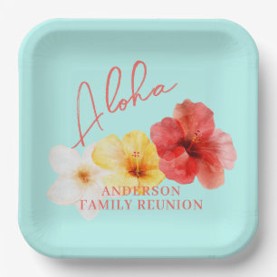 Tropical Floral Aloha Family Wiedersehen Pappteller