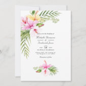 Tropical Floral Aloha QR Code UAWG Wedding Einladung (Vorderseite)