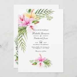 Tropical Floral Aloha QR Code UAWG Wedding Einladung