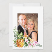 Tropical Floral Aloha Wedding Foto Einladung (Rückseite)