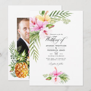 Tropical Floral Aloha Wedding Foto Einladung