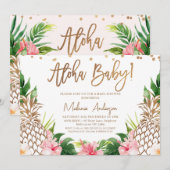 Tropical Floral Ananas Aloha Baby Shower Einladung (Vorne/Hinten)