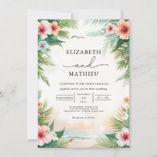 Tropical Floral Arch Celebration Wedding Einladung