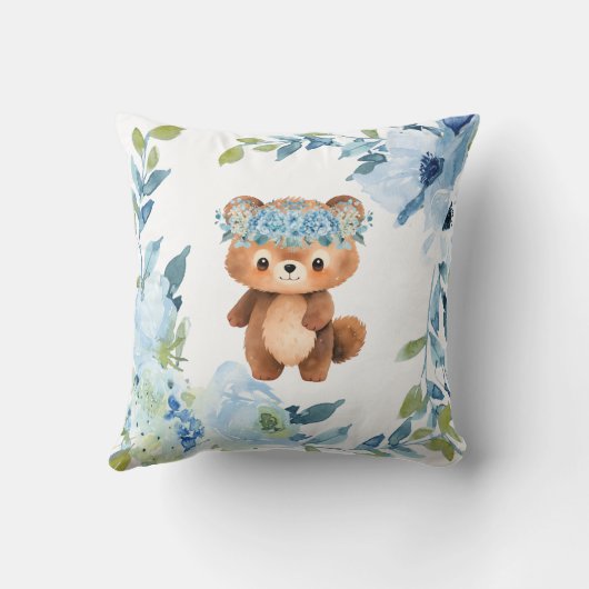 Tropical Floral Baby Boy Birth Stats Kissen (Rückseite)