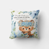 Tropical Floral Baby Boy Birth Stats Kissen (Vorderseite)