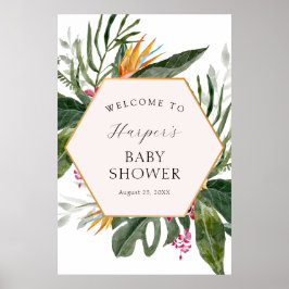 Tropical Floral Baby Dusche Empfang Poster