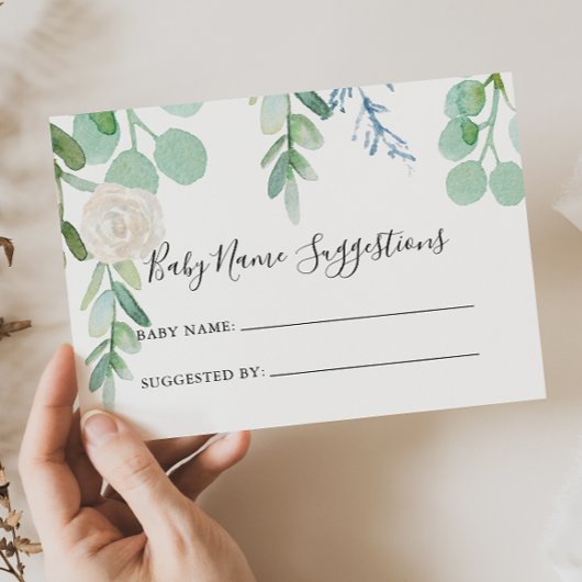 Tropical Floral Baby Name Suggestions Card