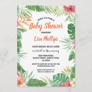Tropical Floral Baby Showdusche Aloha Einladendes  Einladung