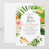 Tropical Floral Baby Shower Einladung (Vorne/Hinten)