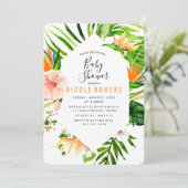 Tropical Floral Baby Shower Einladung (Stehend Vorderseite)
