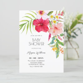 Tropical floral baby shower einladung