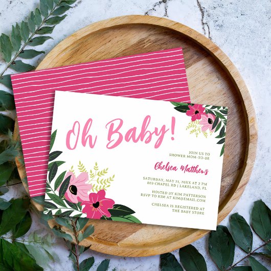 Tropical Floral Baby Shower Einladung