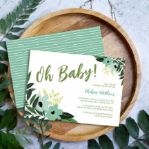 Tropical Floral Baby Shower Einladung