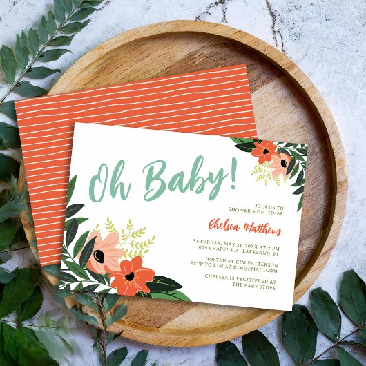 Tropical Floral Baby Shower Einladung