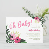 Tropical Floral Baby Shower Einladung (Stehend Vorderseite)