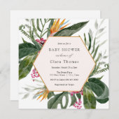 Tropical Floral Baby Shower Einladung (Vorne/Hinten)