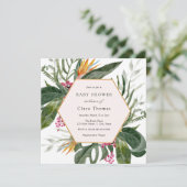 Tropical Floral Baby Shower Einladung (Stehend Vorderseite)