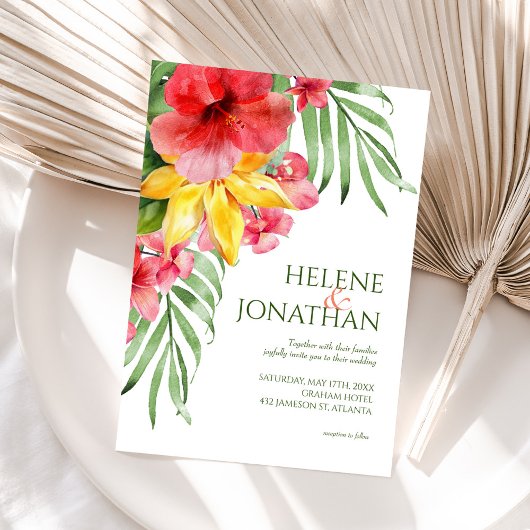 Tropical Floral Beach farbenfrohe Hochzeit in Urla Einladung