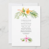 Tropical Floral Beach Feier des Lebens Einladung (Vorderseite)